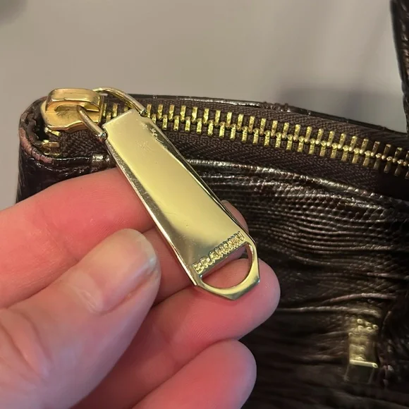 Brahmin Croc Embossed Tote Bag Brown Burgundy Tri Color - Picture 4 of 8